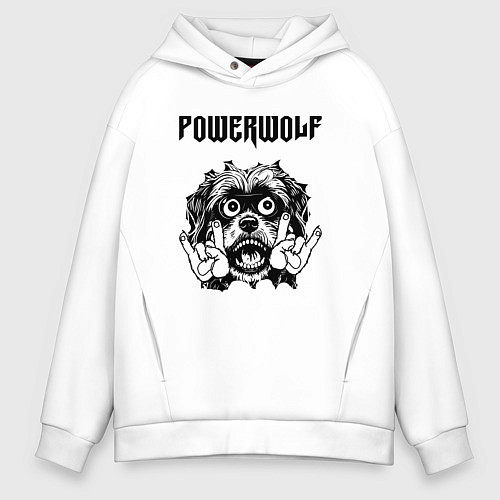 Мужское худи оверсайз Powerwolf - rock dog / Белый – фото 1