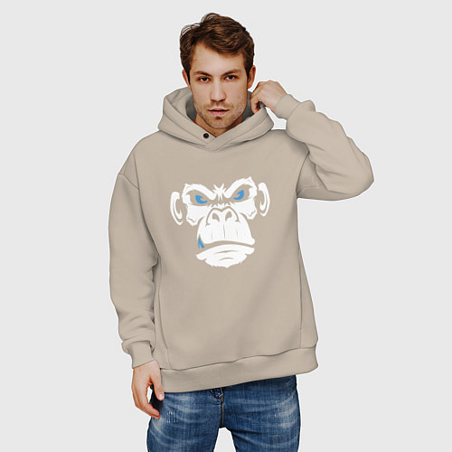 Мужское худи оверсайз Крутой бибизян / Миндальный – фото 3