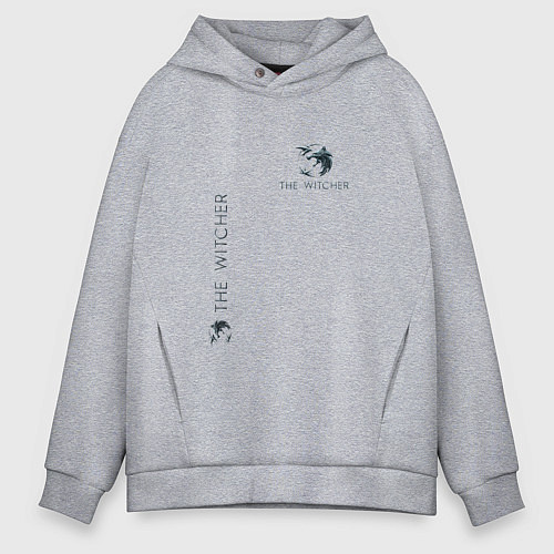 Мужское худи оверсайз The Witcher 3 grey logo / Меланж – фото 1