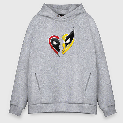 Мужское худи оверсайз Дэдпул и Росомаха / Меланж – фото 1