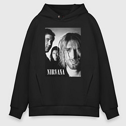 Толстовка оверсайз мужская Nirvana rock band black, цвет: черный