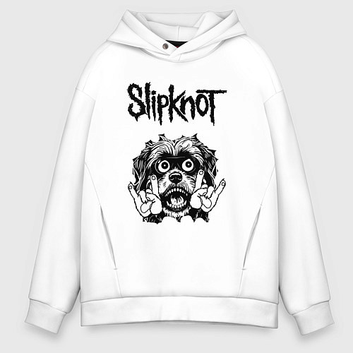 Мужское худи оверсайз Slipknot - rock dog / Белый – фото 1