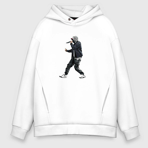 Мужское худи оверсайз Eminem is live / Белый – фото 1