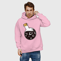 Толстовка оверсайз мужская Space in a bottle, цвет: светло-розовый — фото 2