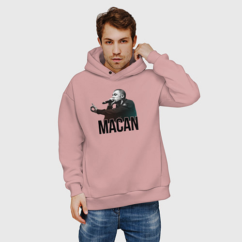 Мужское худи оверсайз Macan - Rap / Пыльно-розовый – фото 3