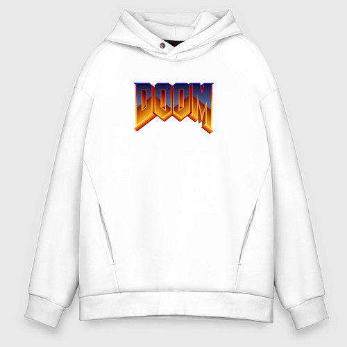 Мужское худи оверсайз Doom logotype / Белый – фото 1