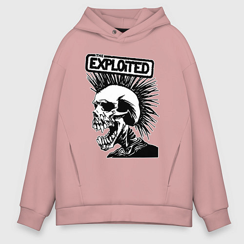 Мужское худи оверсайз The exploited - punk skull / Пыльно-розовый – фото 1