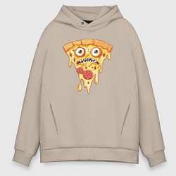 Толстовка оверсайз мужская Pizza face, цвет: миндальный