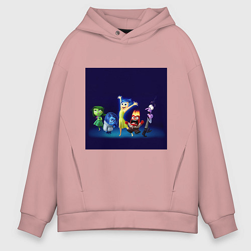 Мужское худи оверсайз Все эмоции персонажи мультфильм головоломка / Пыльно-розовый – фото 1