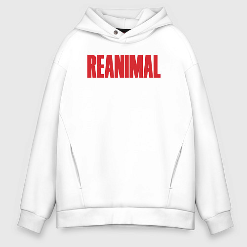 Мужское худи оверсайз Reanimal logo / Белый – фото 1