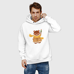 Толстовка оверсайз мужская Маленький медведик, цвет: белый — фото 2