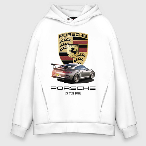 Мужское худи оверсайз Porsche GT 3 RS motorsport / Белый – фото 1