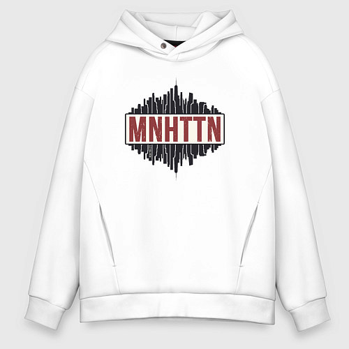Мужское худи оверсайз New York Manhattan / Белый – фото 1