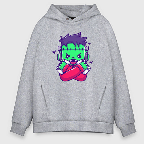 Мужское худи оверсайз Франкенштейн геймер / Меланж – фото 1