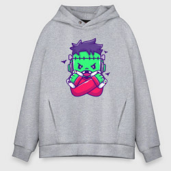 Толстовка оверсайз мужская Франкенштейн геймер, цвет: меланж