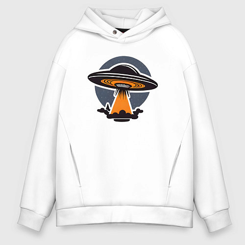 Мужское худи оверсайз Летающая тарелка / Белый – фото 1