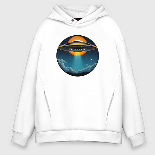 Мужское худи оверсайз Космическая тарелка / Белый – фото 1