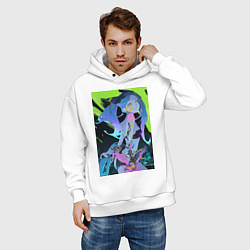 Толстовка оверсайз мужская Киберпанк Люсина Кусинада, цвет: белый — фото 2