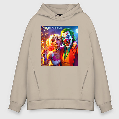 Мужское худи оверсайз Folie a deuxs - pixel art / Миндальный – фото 1