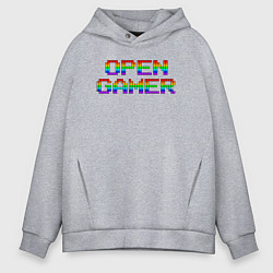 Толстовка оверсайз мужская Open gamer logo, цвет: меланж