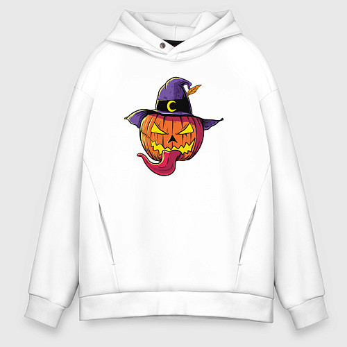 Мужское худи оверсайз Тыква с языком / Белый – фото 1
