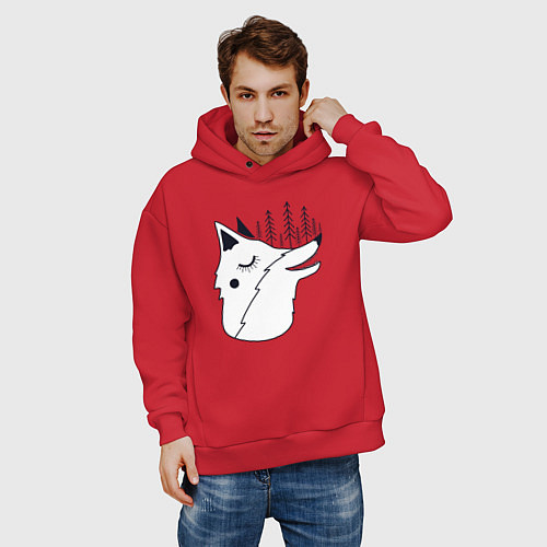 Мужское худи оверсайз Лесная лисичка / Красный – фото 3