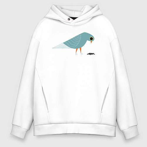 Мужское худи оверсайз Голубь и семечки / Белый – фото 1