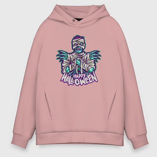 Мужское худи оверсайз Хэллоуин мумия / Пыльно-розовый – фото 1
