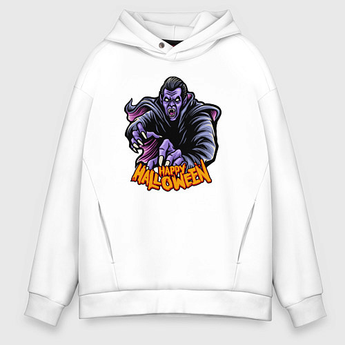Мужское худи оверсайз Хэллоуин вампир / Белый – фото 1