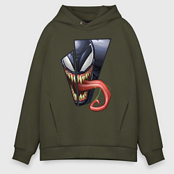 Толстовка оверсайз мужская Venom with tongue sticking out, цвет: хаки