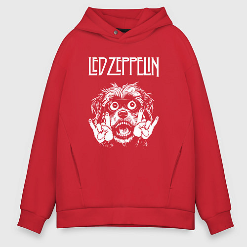 Мужское худи оверсайз Led Zeppelin rock dog / Красный – фото 1