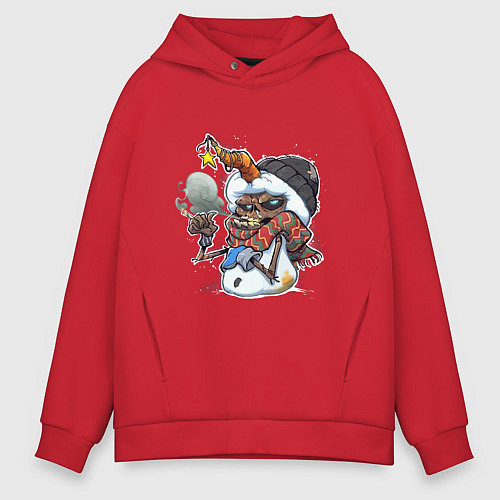 Мужское худи оверсайз Angry snowman / Красный – фото 1