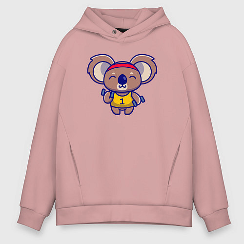 Мужское худи оверсайз Спортивная коала / Пыльно-розовый – фото 1