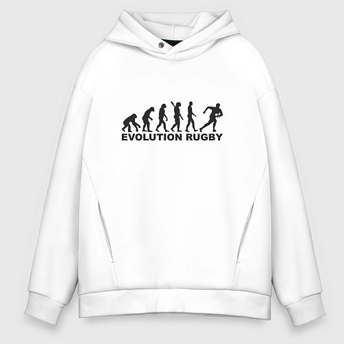 Мужское худи оверсайз Эволюция регби / Белый – фото 1