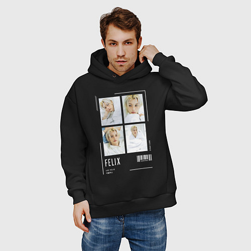 Мужское худи оверсайз Felix stray kids cute / Черный – фото 3