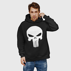 Толстовка оверсайз мужская Punisher logo, цвет: черный — фото 2