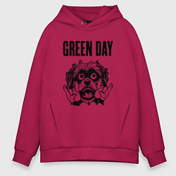 Толстовка оверсайз мужская Green Day - rock dog, цвет: маджента