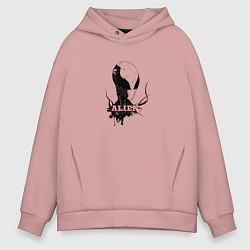 Толстовка оверсайз мужская Логотип с пришельцем, цвет: пыльно-розовый