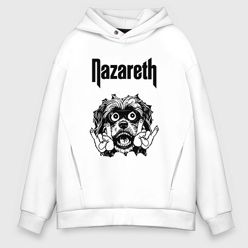 Мужское худи оверсайз Nazareth - rock dog / Белый – фото 1