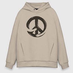 Толстовка оверсайз мужская Peace hugs, цвет: миндальный