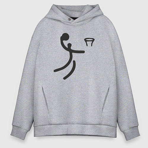 Мужское худи оверсайз Слэм данк минимализм / Меланж – фото 1