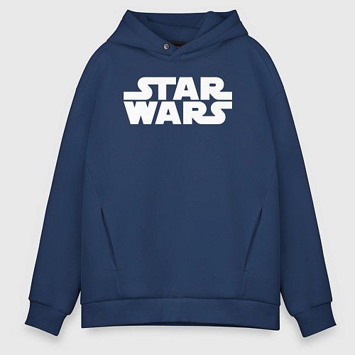 Мужское худи оверсайз Star wars logo / Тёмно-синий – фото 1
