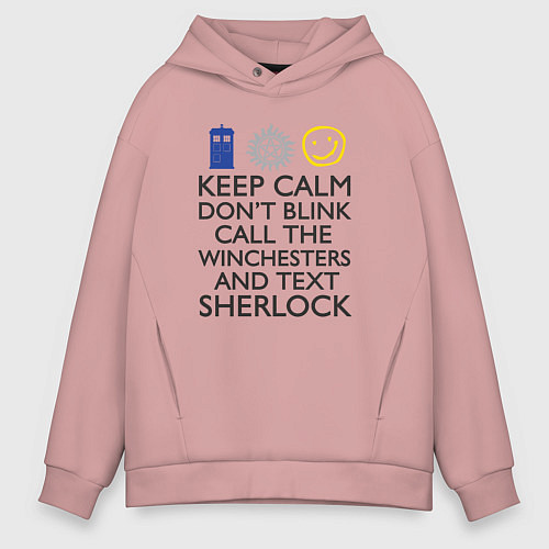 Мужское худи оверсайз Sherlock doctor / Пыльно-розовый – фото 1