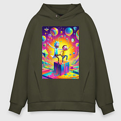 Толстовка оверсайз мужская Rick and Morty - surrealistic fantasy, цвет: хаки