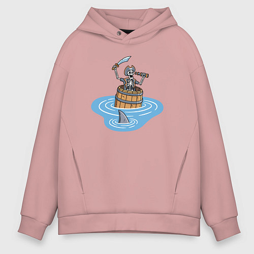 Мужское худи оверсайз Пират в бочке / Пыльно-розовый – фото 1