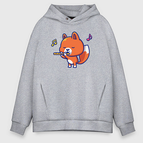 Мужское худи оверсайз Лисичка с флейтой / Меланж – фото 1