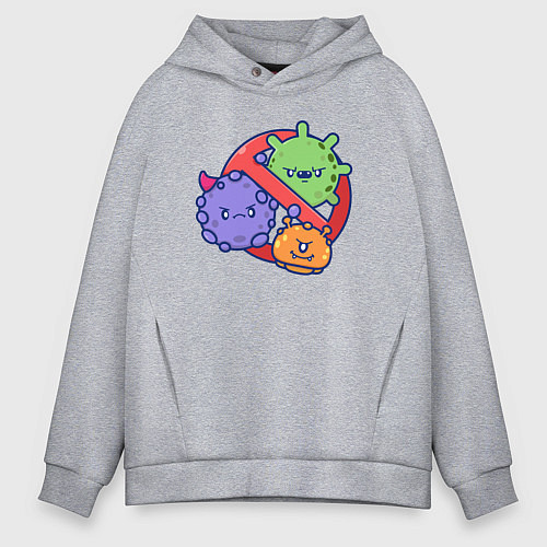 Мужское худи оверсайз Нет вирусам / Меланж – фото 1