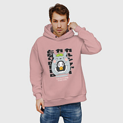 Толстовка оверсайз мужская Мой сосед Тоторо игрушка, цвет: пыльно-розовый — фото 2