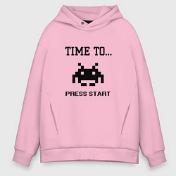 Толстовка оверсайз мужская Time to press start, цвет: светло-розовый