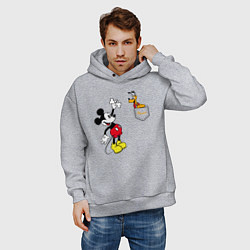 Толстовка оверсайз мужская Микки Маус и Плуто, цвет: меланж — фото 2